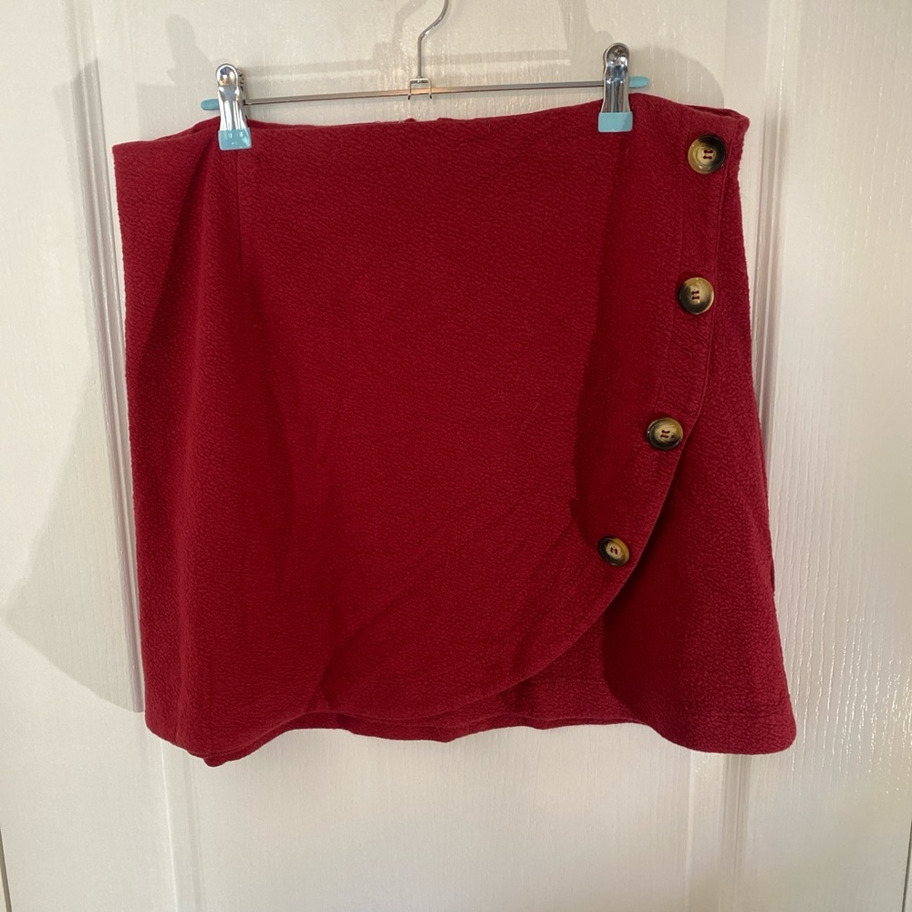 Anthropologie Red Button-Detail Mini Skirt